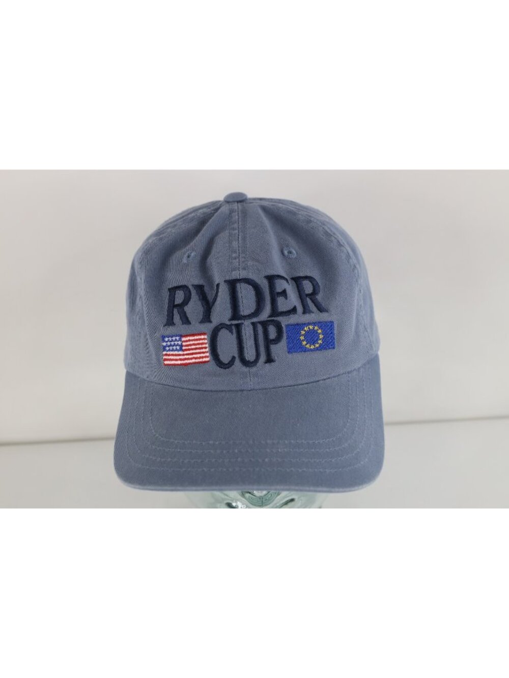 Vtg 90s Spell Out Ryder Cup The Country Club Golf Golfing Hat Cap Blue Cotton